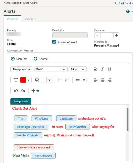 The Alerts editor showing rich text options. The Alerts editor showing rich text options.