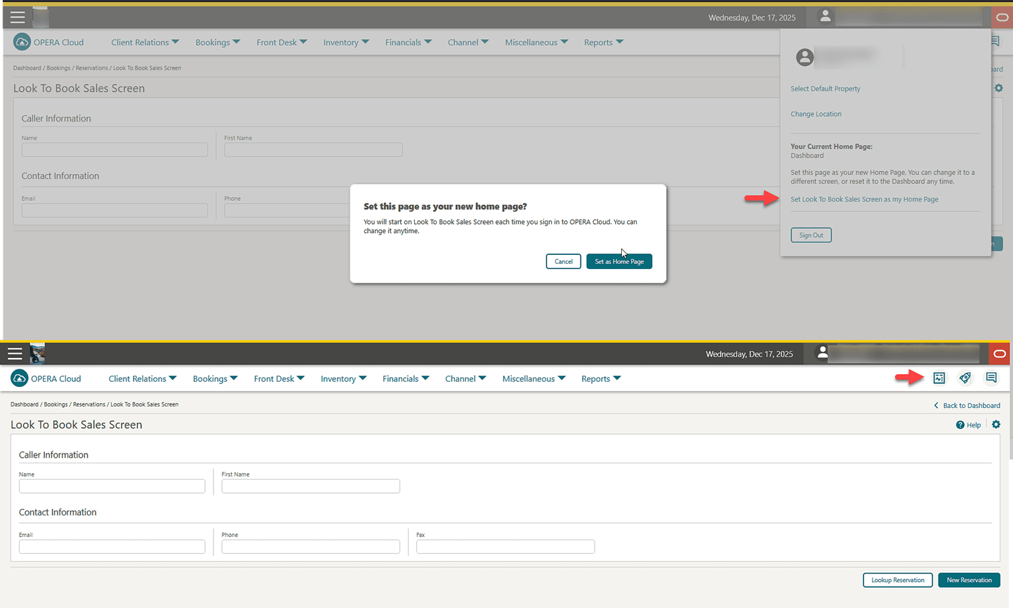 Showing the Look To Book Sales Screen set as the Home Page. Showing the Look To Book Sales Screen set as the Home Page.