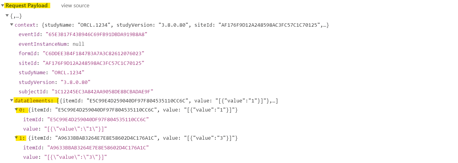 Request payload Request payload