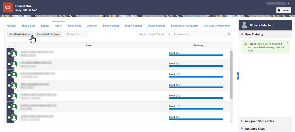 Users tab