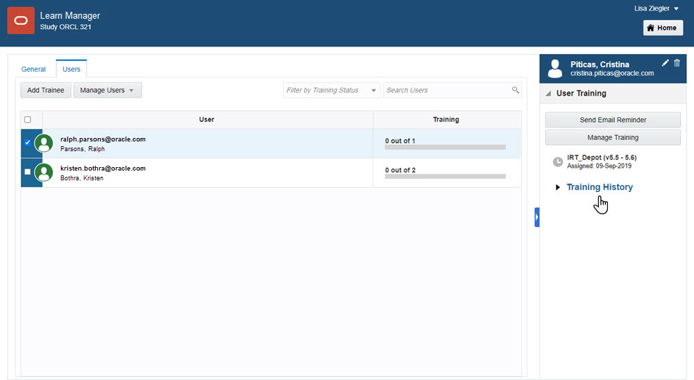 Check training status