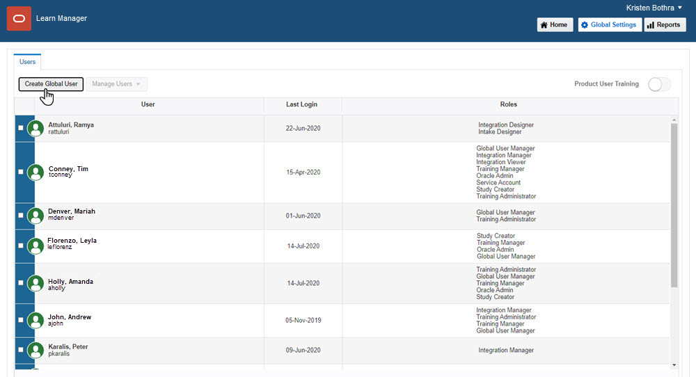 Create user accounts in Oracle Health Learn Manager