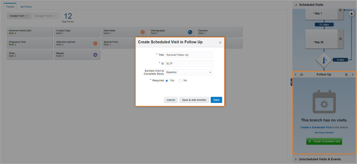 Create visit in branch Follow Up Create Visit Survival Follow Up