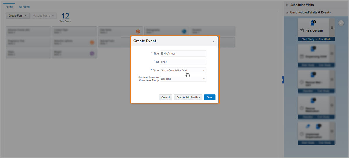 Add a Study Completion Visit Create a Study Completion visit