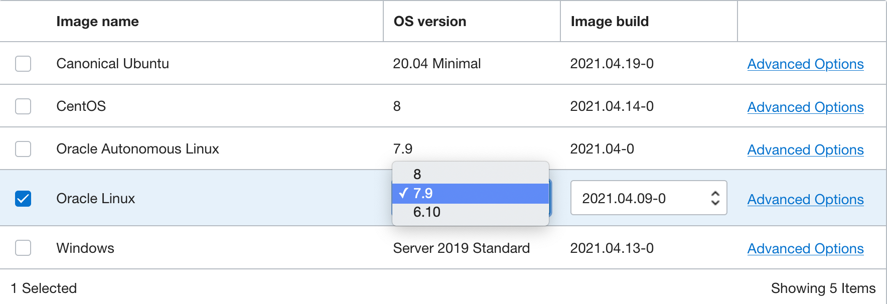  Choose Oracle Linux 7.9