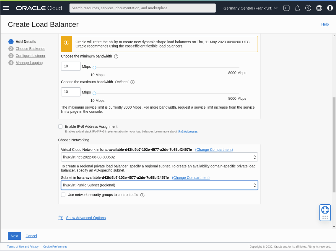 Select Network values public_ip_address