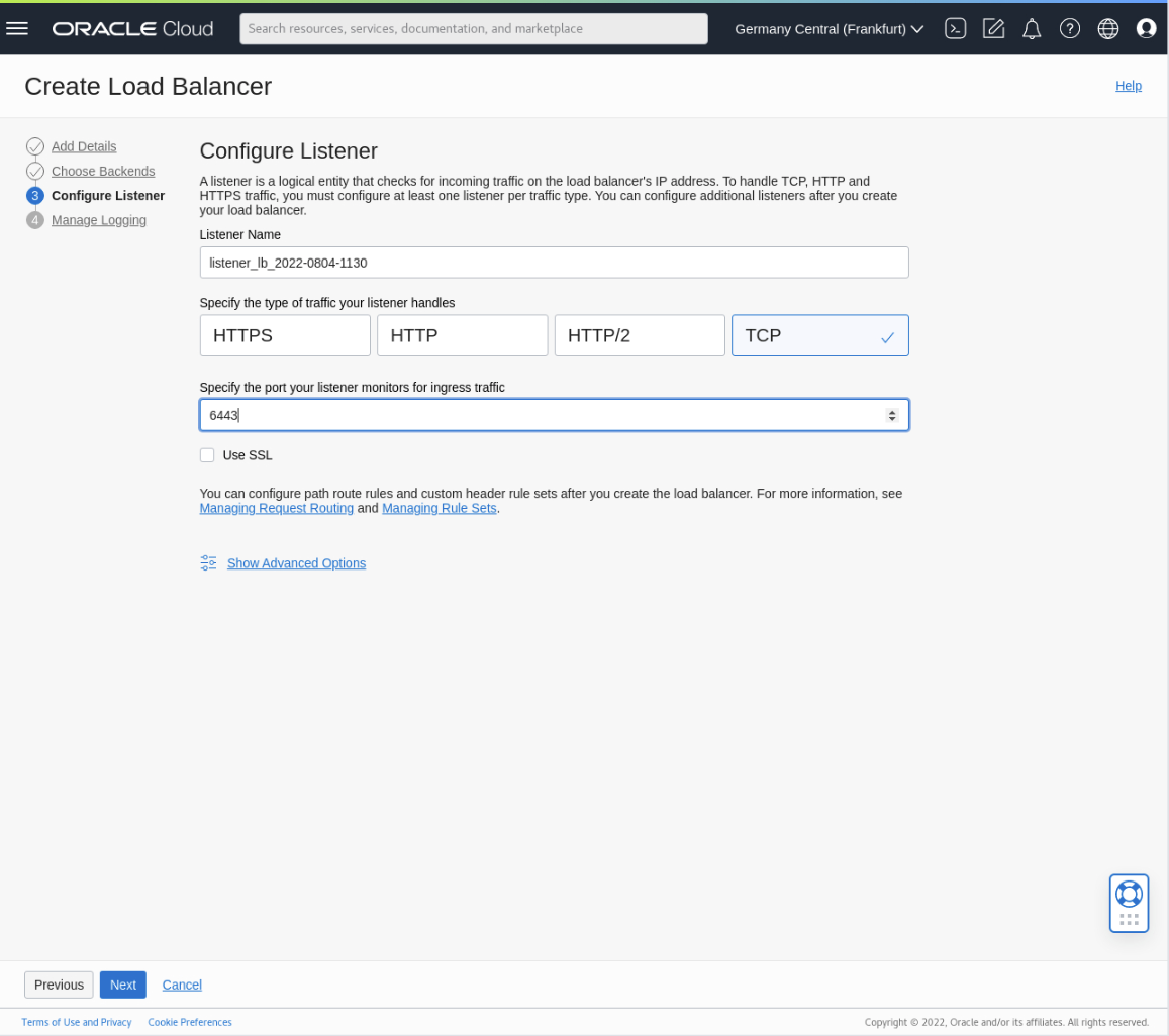 Configure Listener public_ip_address