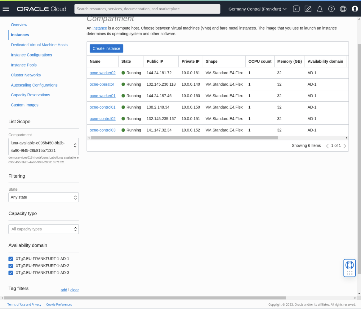 Oracle Cloud Infrastructure Instance List instance_list