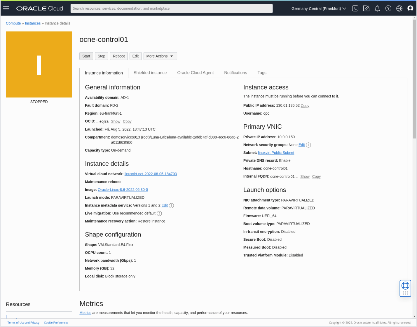 Oracle Cloud Infrastructure Instance Stopped wait_for_stop