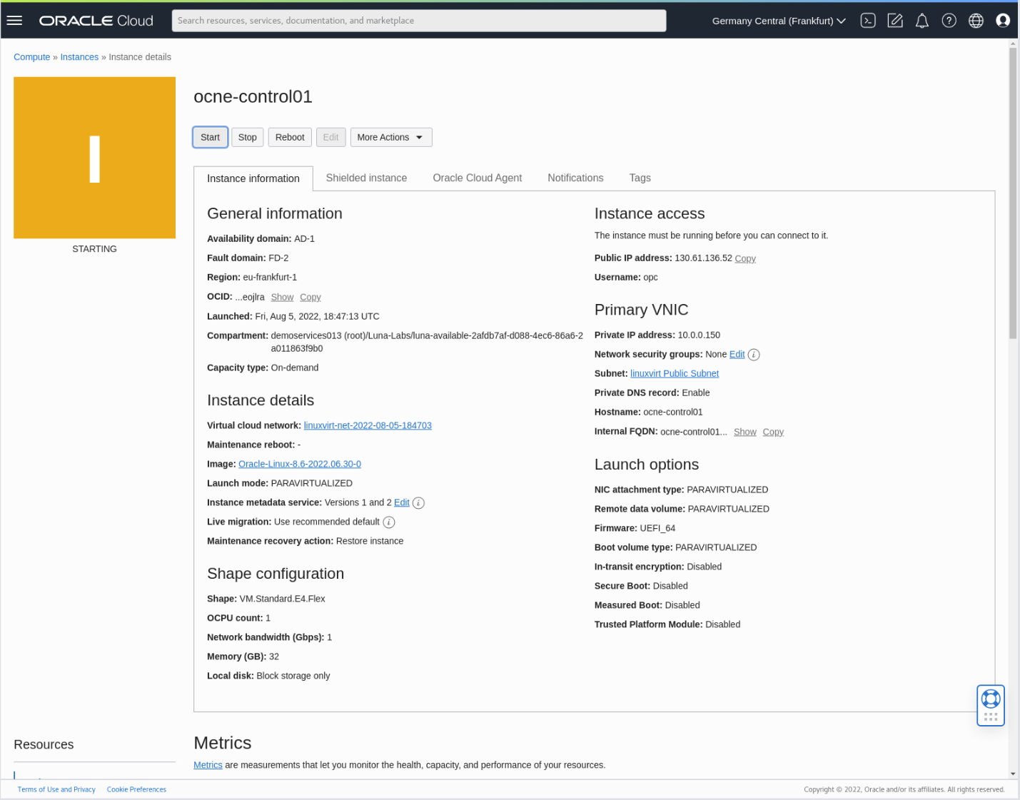 Oracle Cloud Infrastructure Instance Started public_ip_address