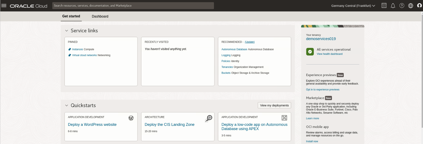 OCI Main Page oci-main-page