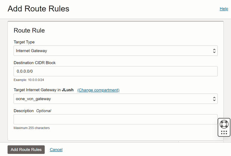 The creation screen for a route rule route-rule