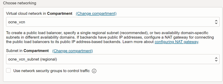 The add details page during load balancer creation lb-vcn