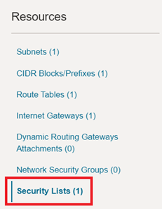 The location of the security lists page for the VCN security-list-location
