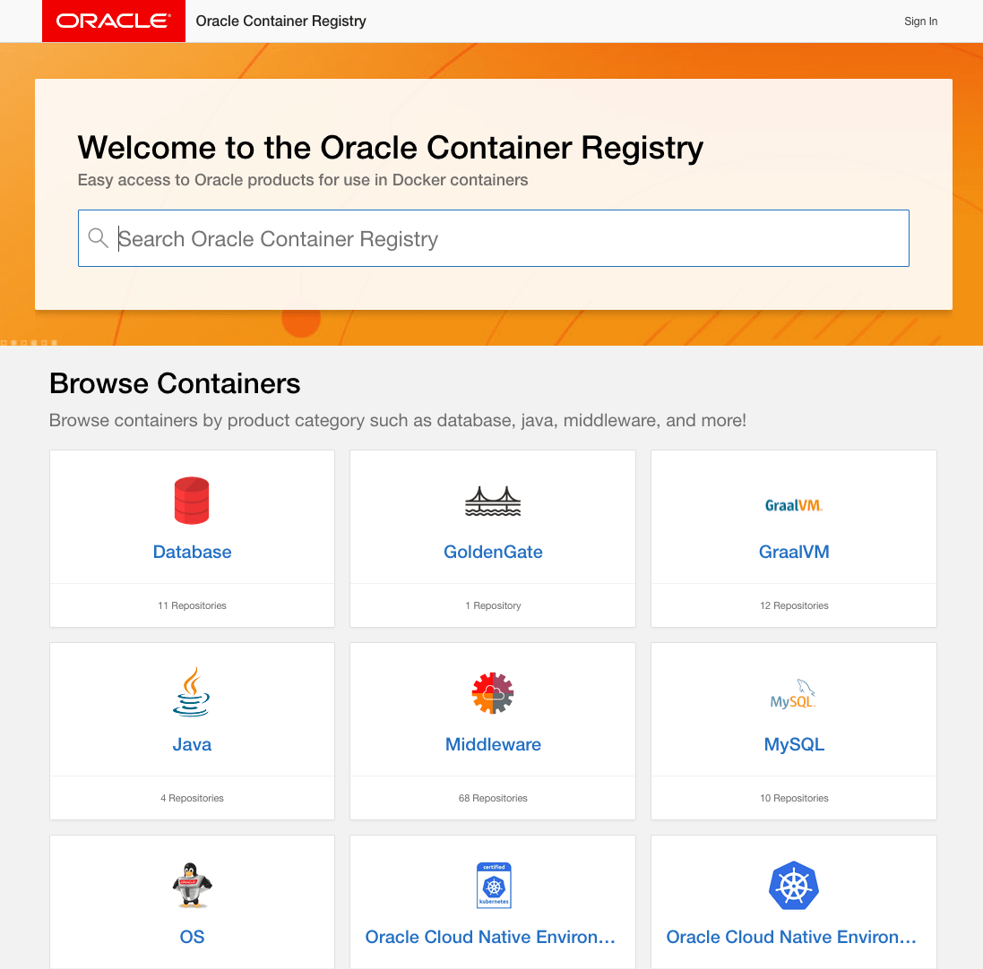 oracle-container-registry-website