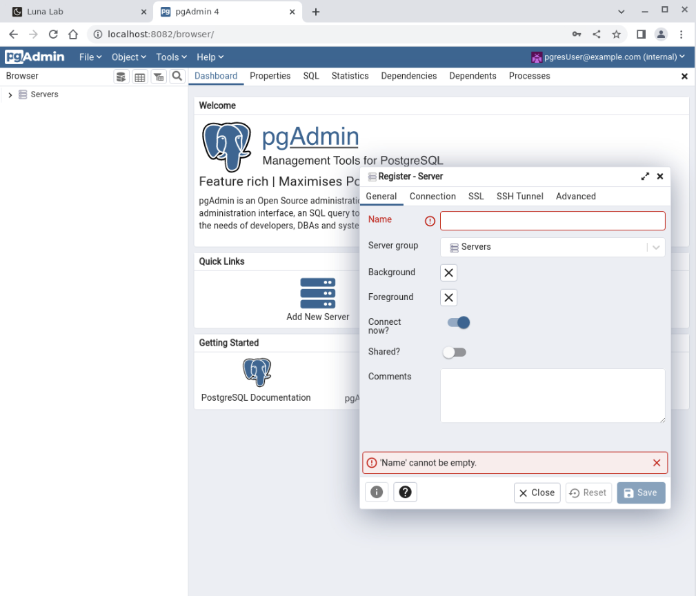 pgadmin-register