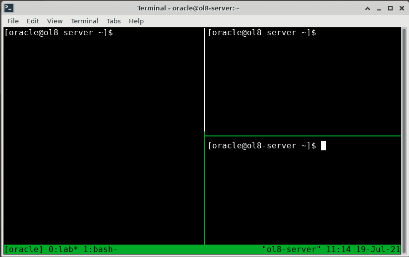split panes in same tmux session