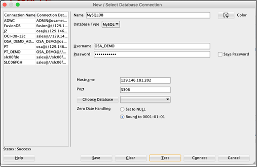 Select Database Connection Select Database Connection