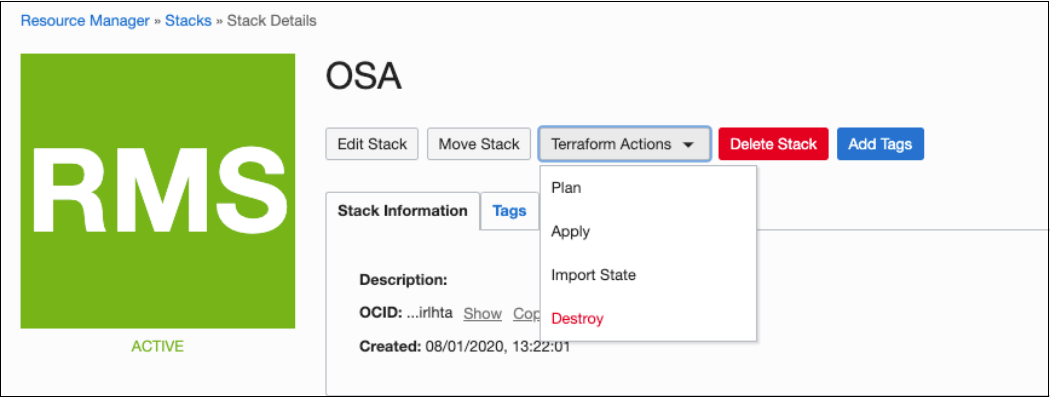 Terraform Actions on Stack Terraform Actions on Stack