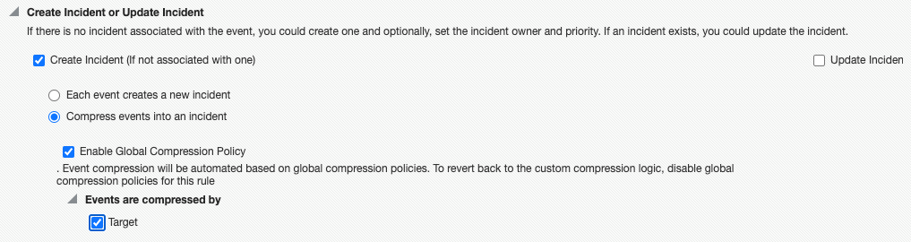 Add setup compression as follows - this will compress all the collection error events from a target in an hour, and events will be compressed only if they are open for more than 30 minutes (based on the delay setting).