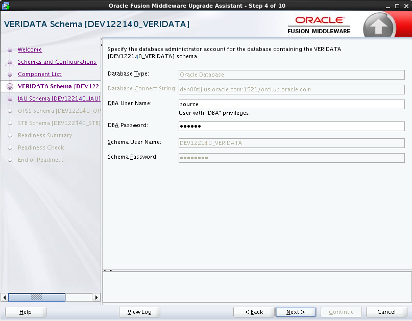 veridata schema from 12.2.1.2.0 and 12.2.1.4.0.