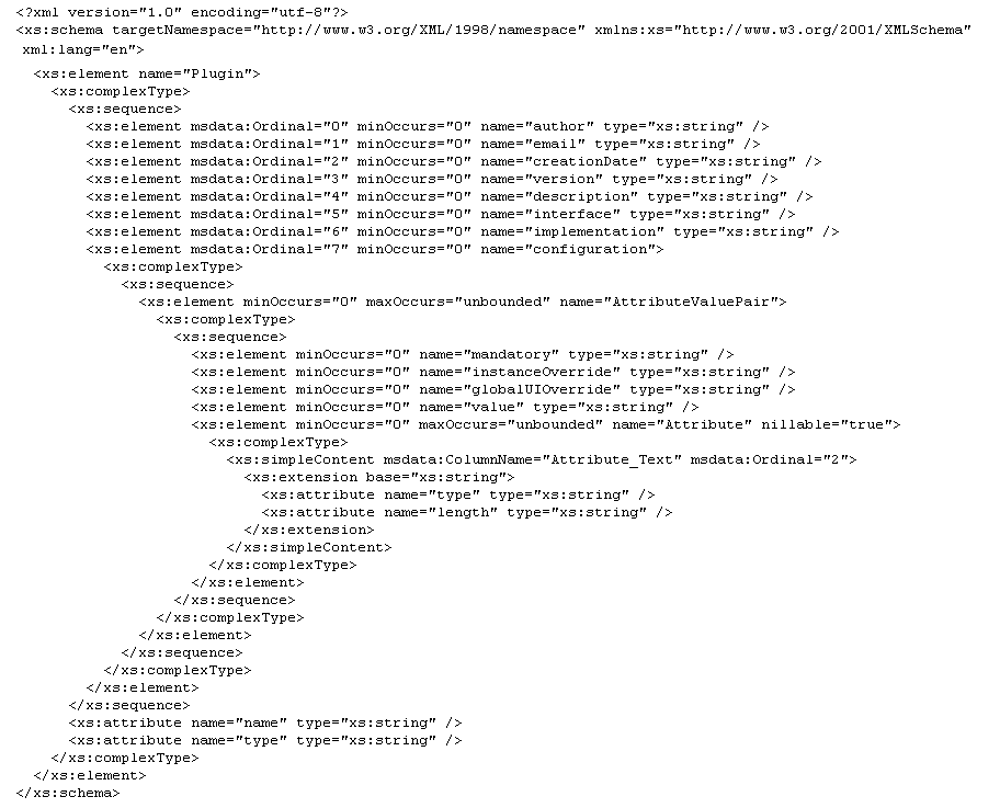 XSD Configuration Data: Database User Authentication Plug-in XSD Configuration Data: Database User Authentication Plug-in