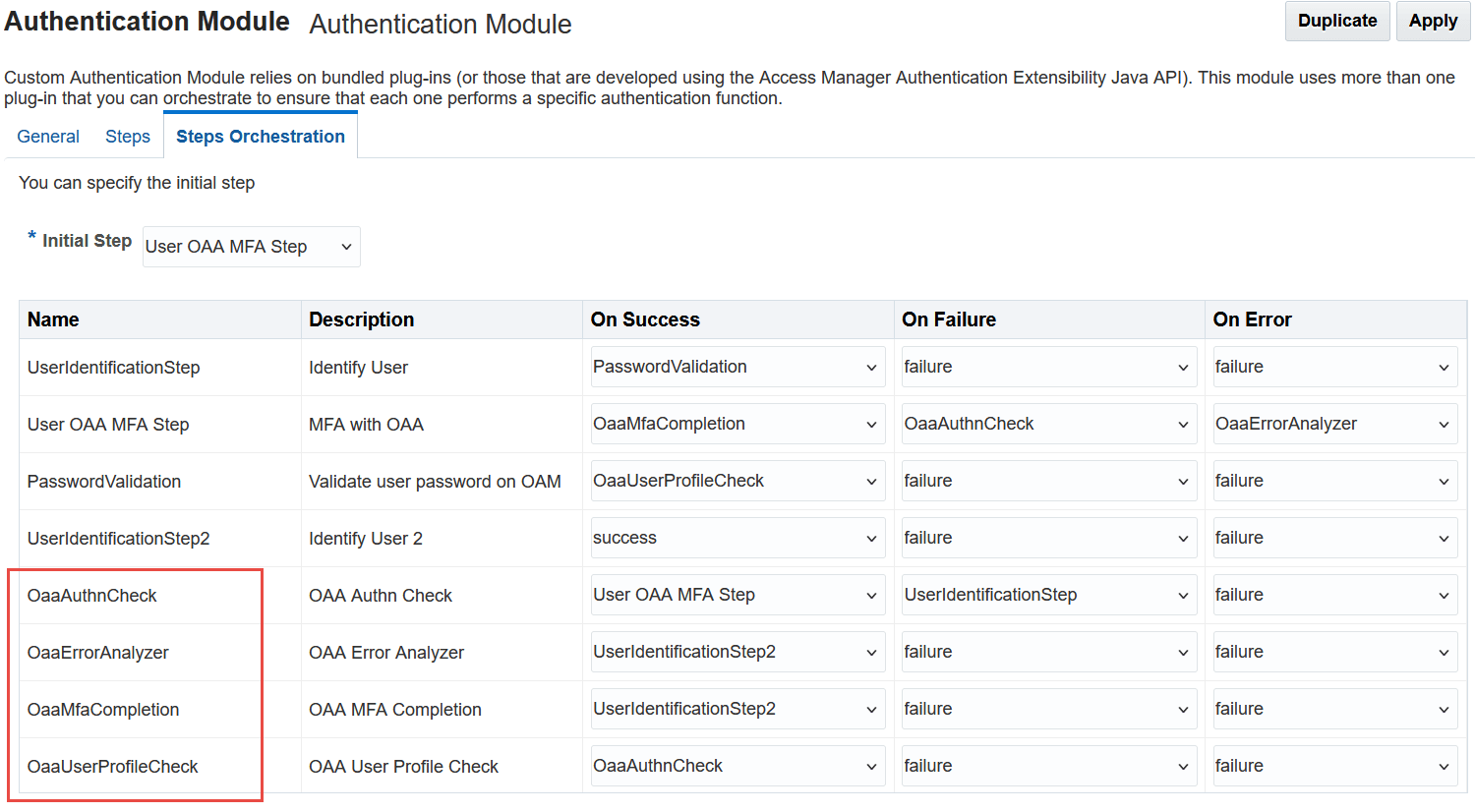 OAA Error Handling Plugin Screen OAA Error Handling Plugin Screen