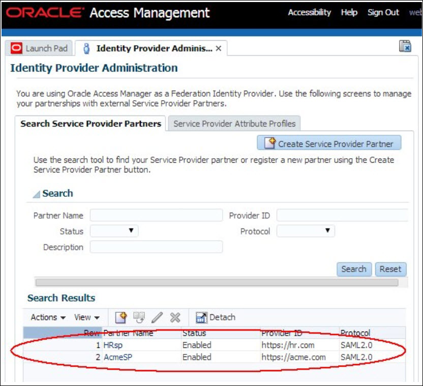 **Create Service Provider Partner**