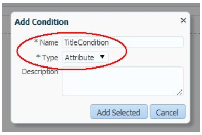 Add Condition Window Add Condition Window