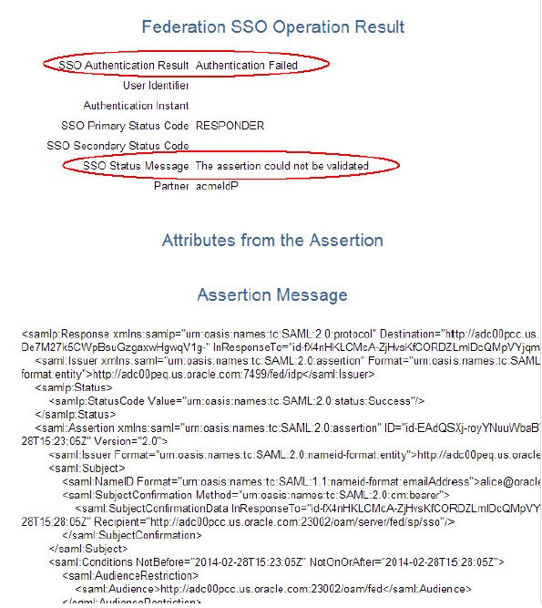 Federation SSO Operation Result - Validation Issue Federation SSO Operation Result - Validation Issue