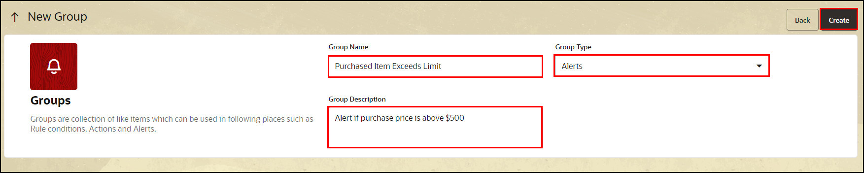 **Create Alert Group**