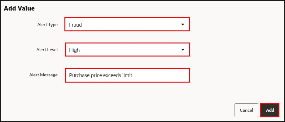 **Add Alert Values**