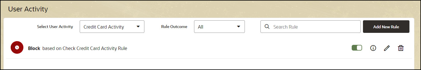 **User Activity Rule**
