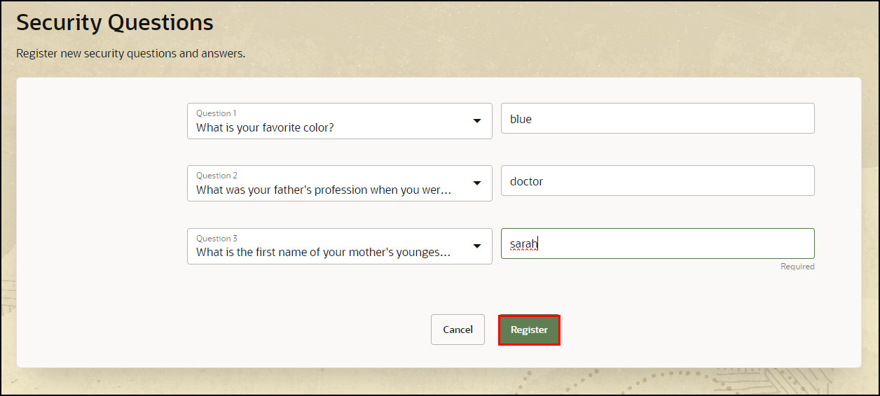 **Configure Security Question**