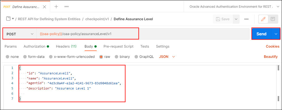 **Create Assurance Level**