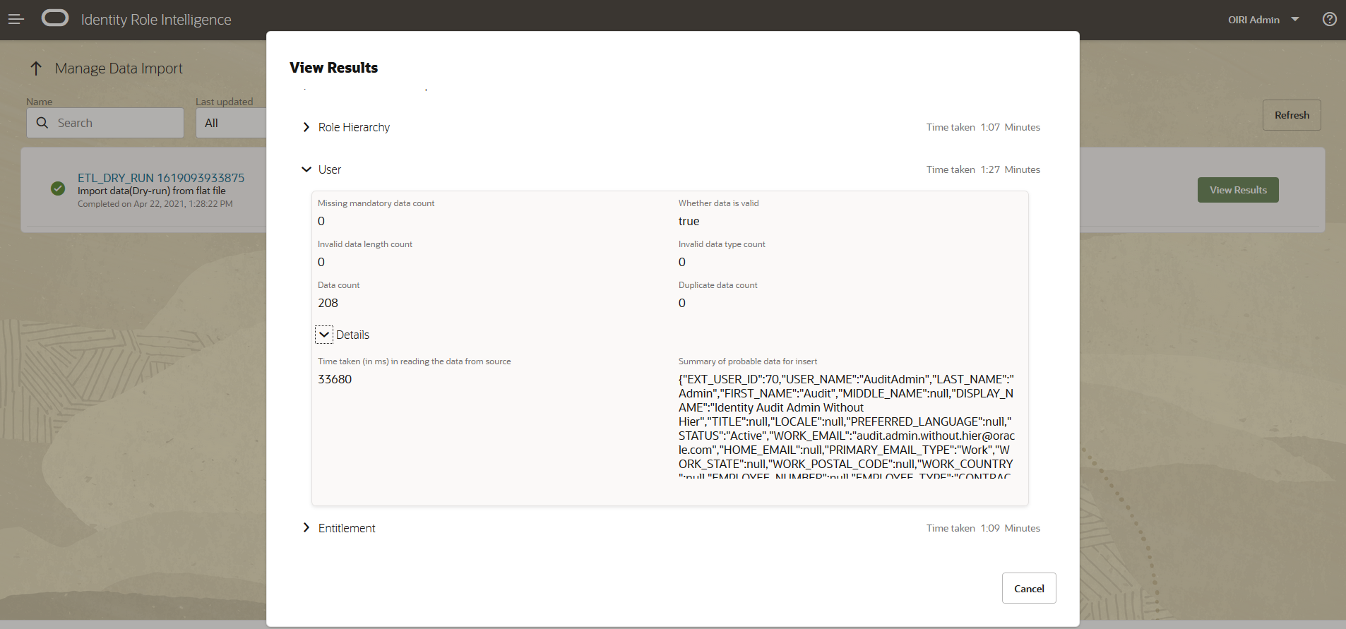 Users Entity Detail