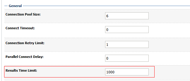 Specifying the Results Time Limit Value This screenshot shows the Resukt Time Value.