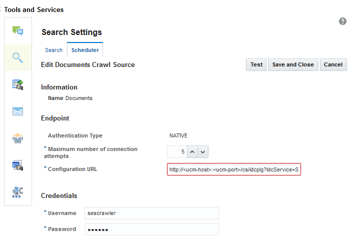 Elastic Search Edit Document Crawl Source This image shows the Edit Documents Crawl Source page.