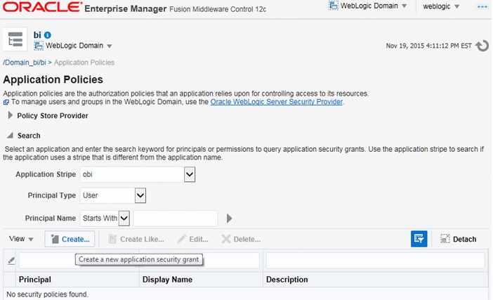 Create Application Grant Pane