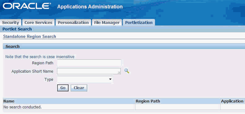 Application Administration Page
