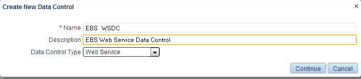 Create New Data Control Dialog