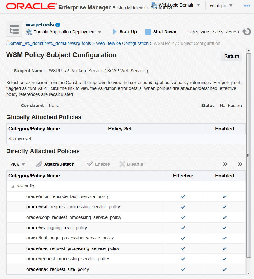 Attaching policy to a Web Service