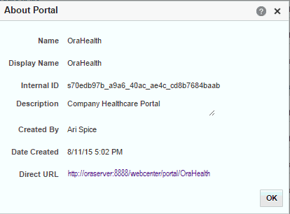About Portal Dialog