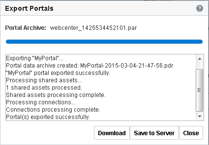 Portal Export In Progress