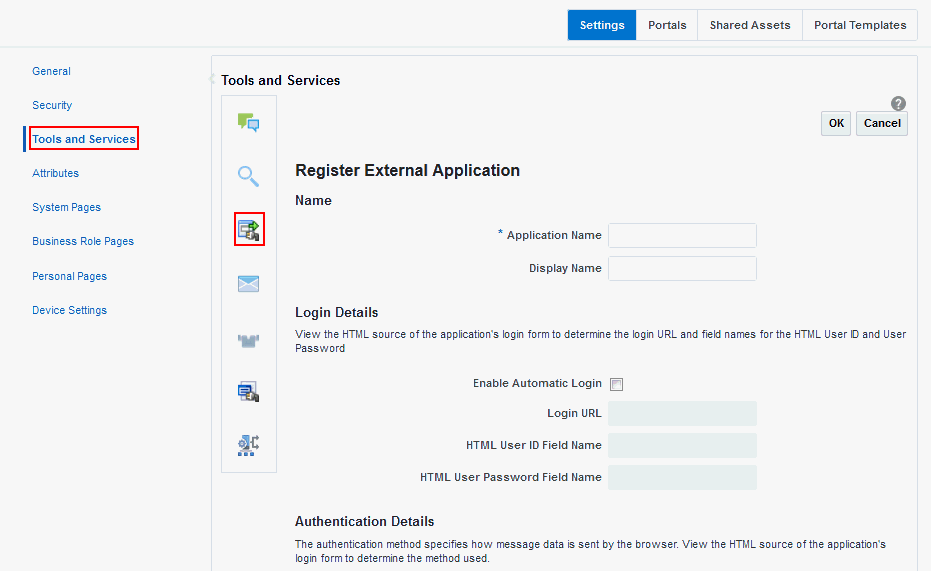 WebCenter Portal Administration Console - External Applications