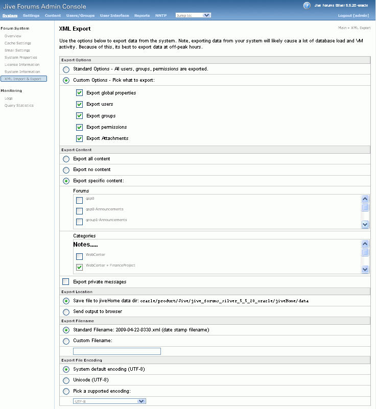 Exporting Discussions for an Individual Portal