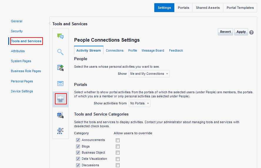 Administration Settings for People Connections