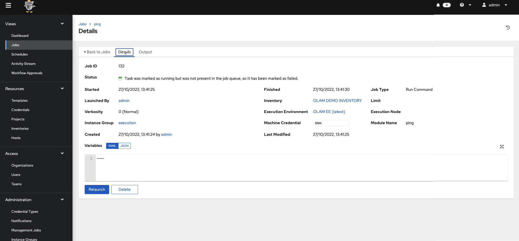 This image shows the Details tab of a Job instance showing an incorrect job status message while the icon is showing a success status. This image shows the Details tab of a Job instance showing an incorrect job status message while the icon is showing a success status.