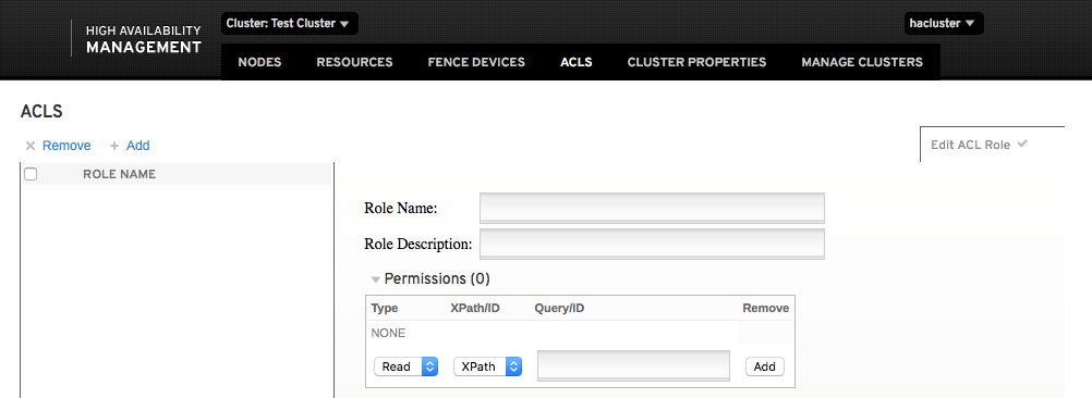 The image partially shows the ACLS page that lists roles that function as access control lists. The page includes options to add or remove roles. In addition, options are available for designating users and groups who can assume specific roles and thus inherit the permissions defined in those roles. The image partially shows the ACLS page that lists roles that function as access control lists. The page includes options to add or remove roles. In addition, options are available for designating users and groups who can assume specific roles and thus inherit the permissions defined in those roles.
