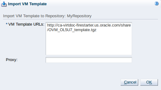 This figure shows the Import Template dialog box.